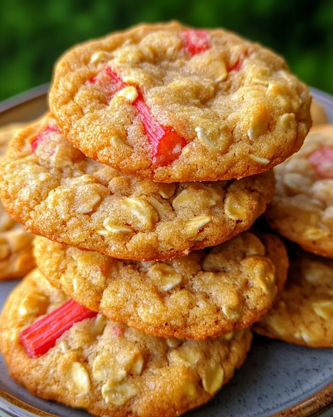 Brown Sugar Rhubarb Oat Cookies