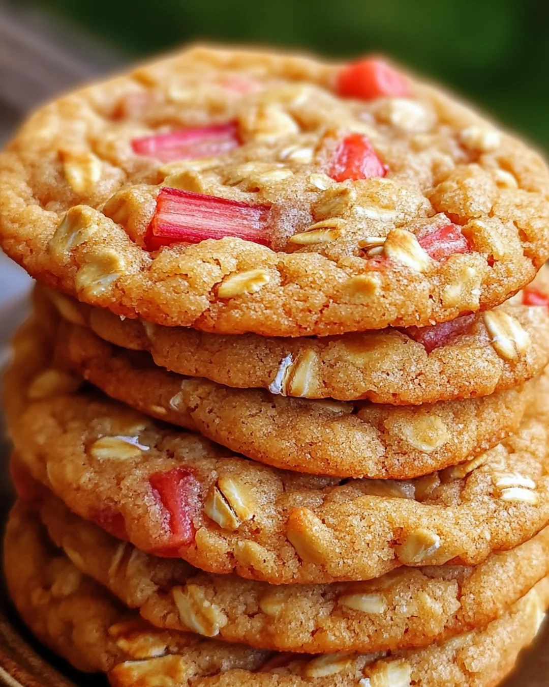 Brown Sugar Rhubarb Oat Cookies