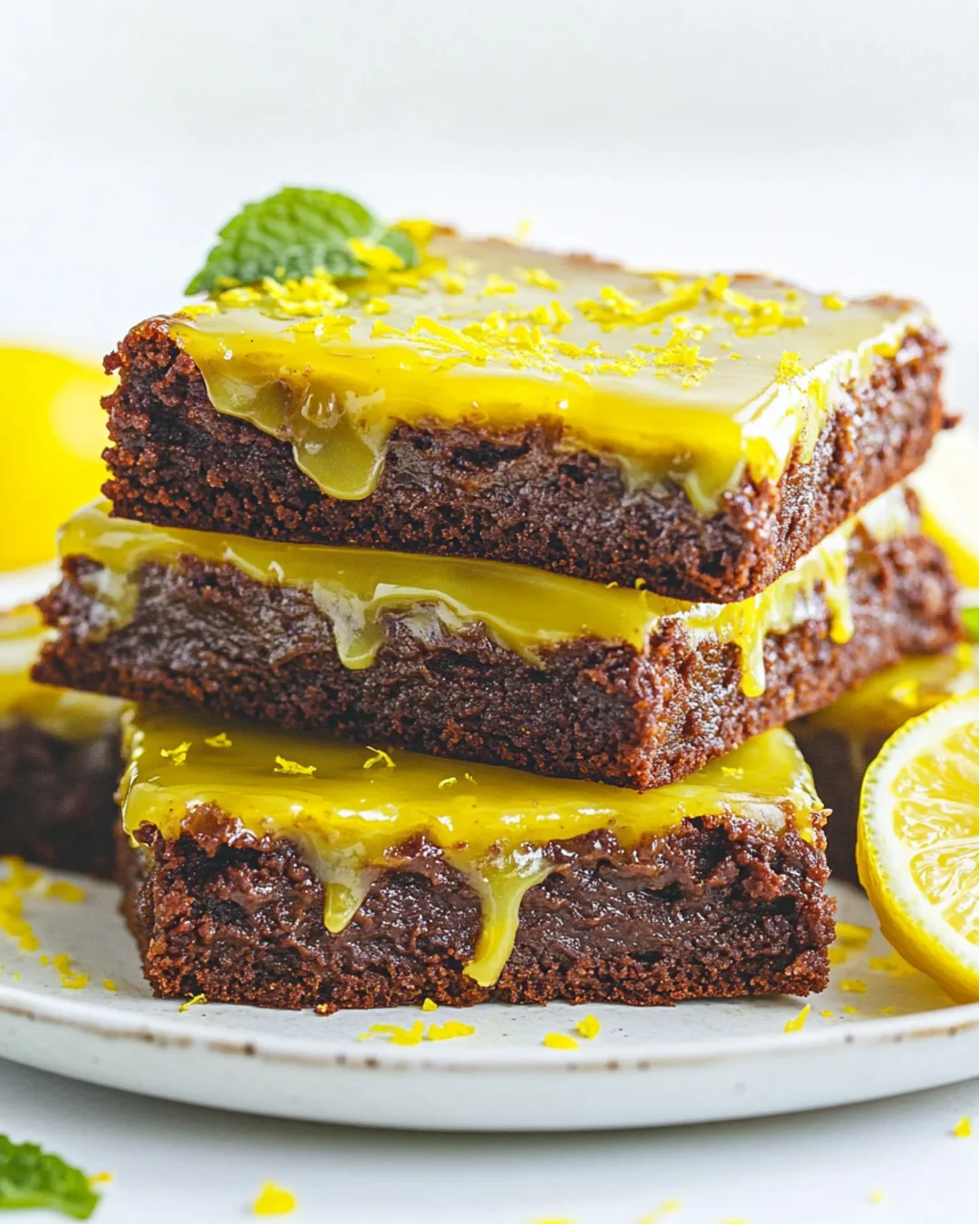 Bright, zesty lemon brownies cut into squares