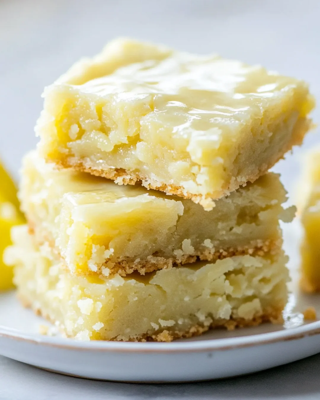 Fresh lemon brownies with glaze