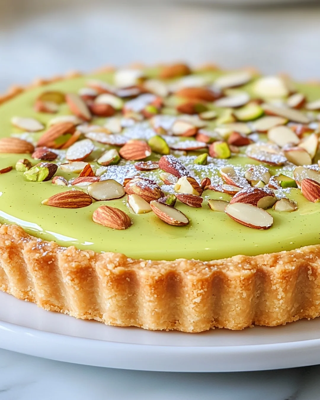 Rich dessert drizzled with pistachio butter