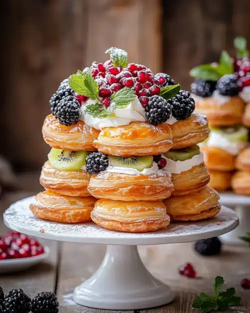 Flaky puff pastry with sweet filling
