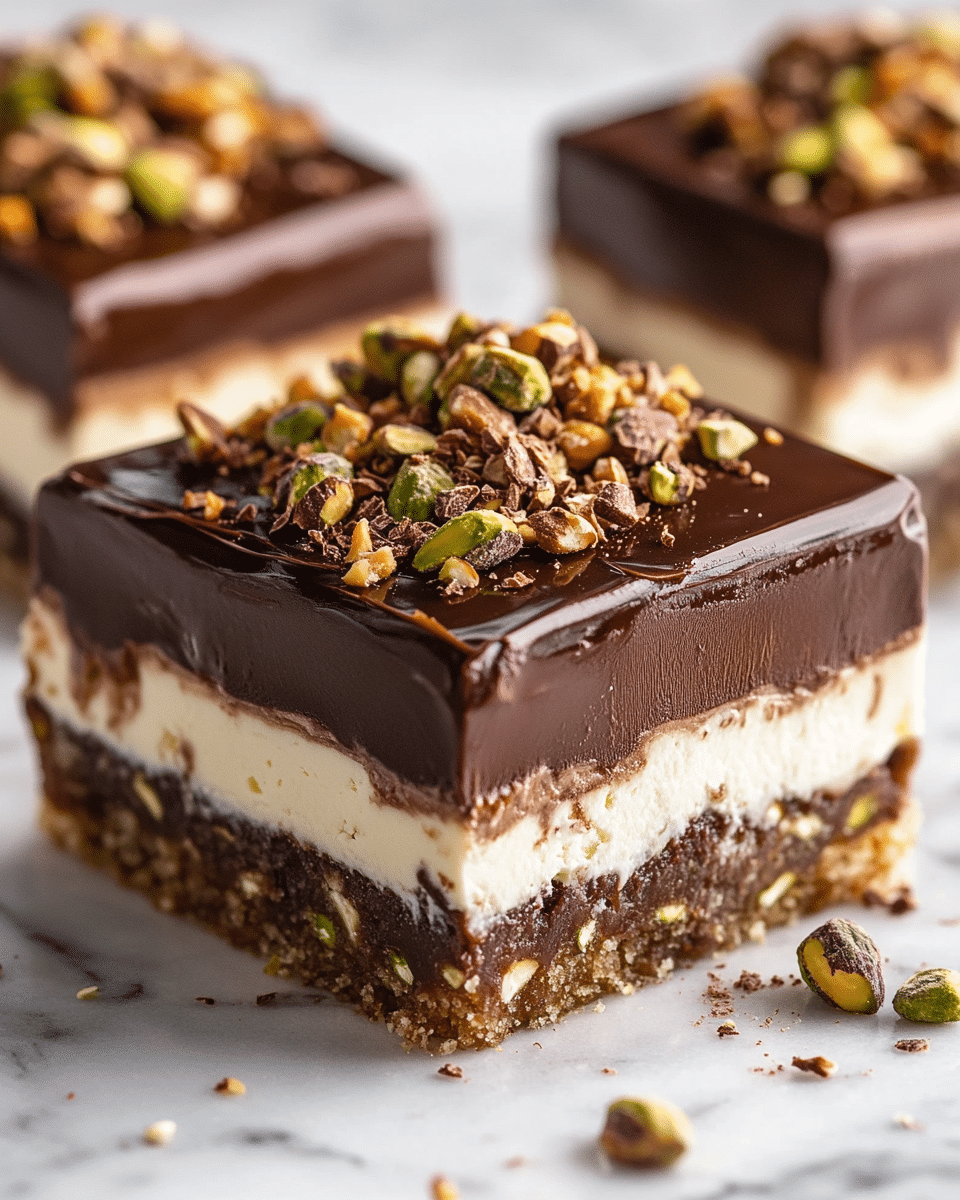 Chocolate and pistachio no-bake dessert