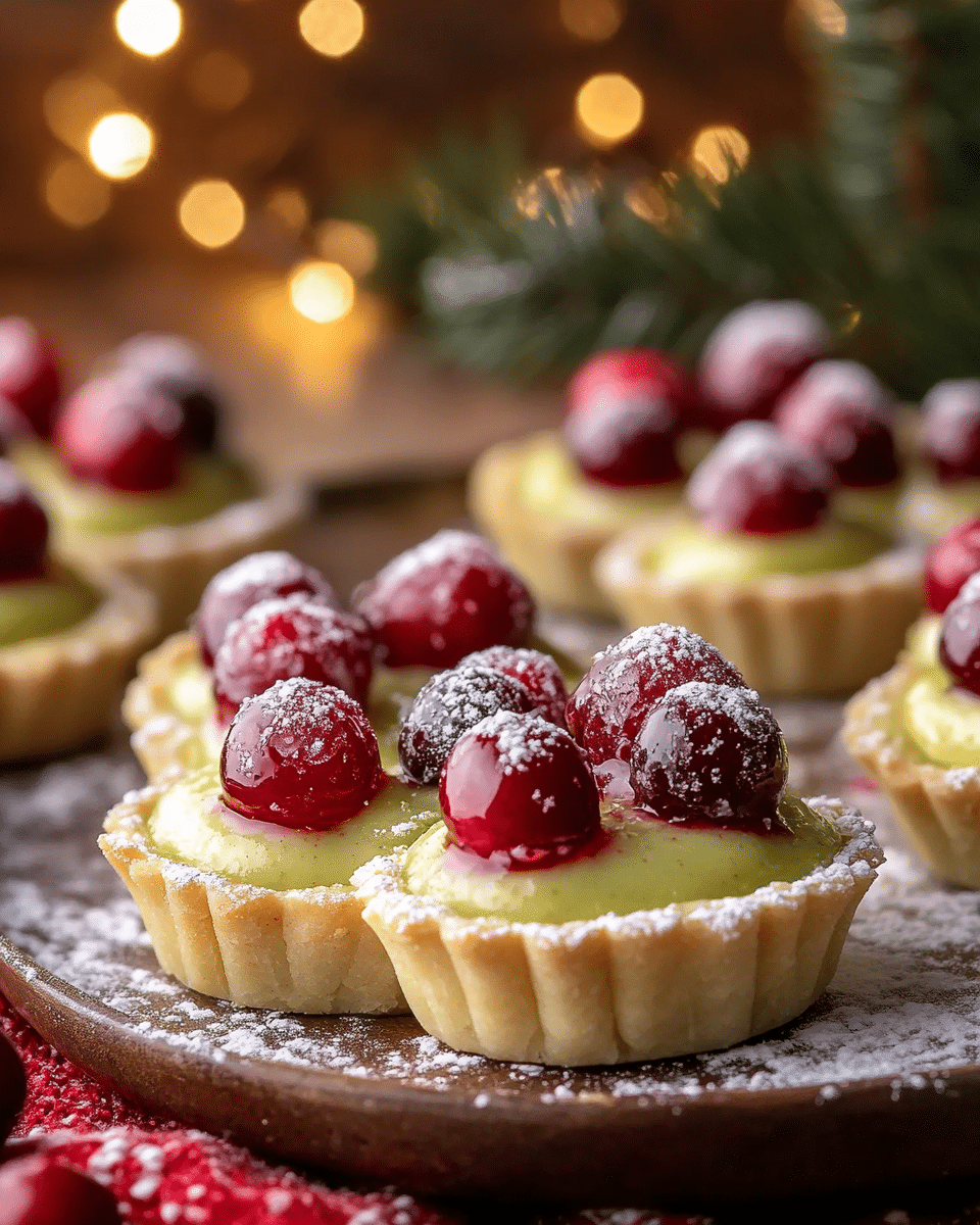 Mini pistachio tarts with garnish