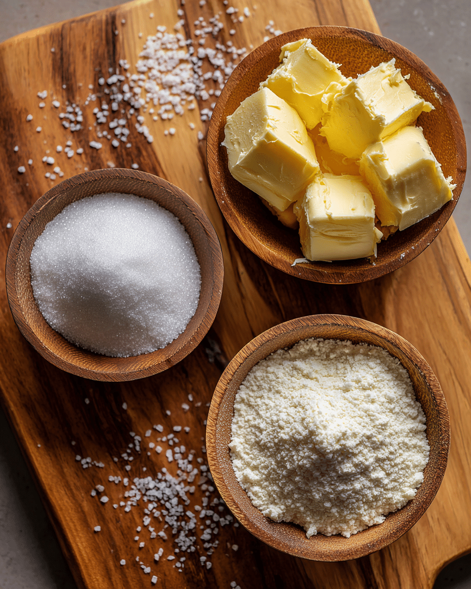 butter, sugar, and flour for 3 ingredient cookies