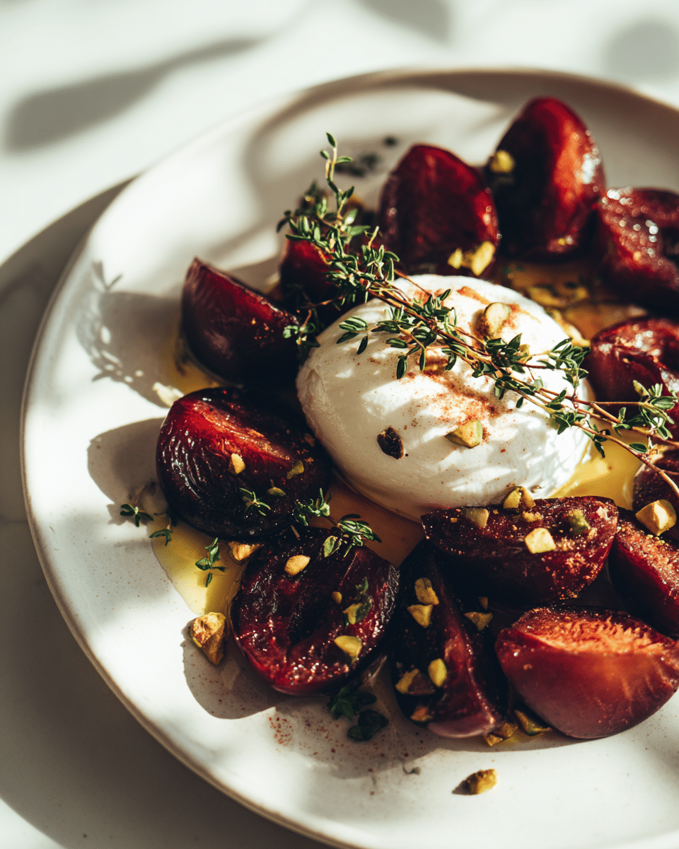 Burrata with Roasted Plums