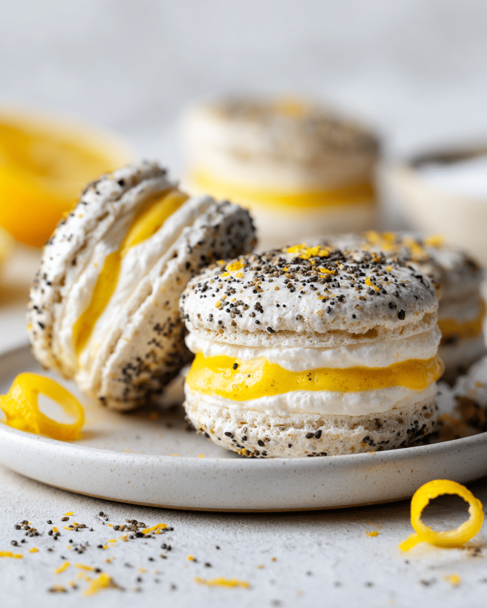 Close-up view of baking essentials for Lemon & Poppy Seed Meringue Sandwiches recipe