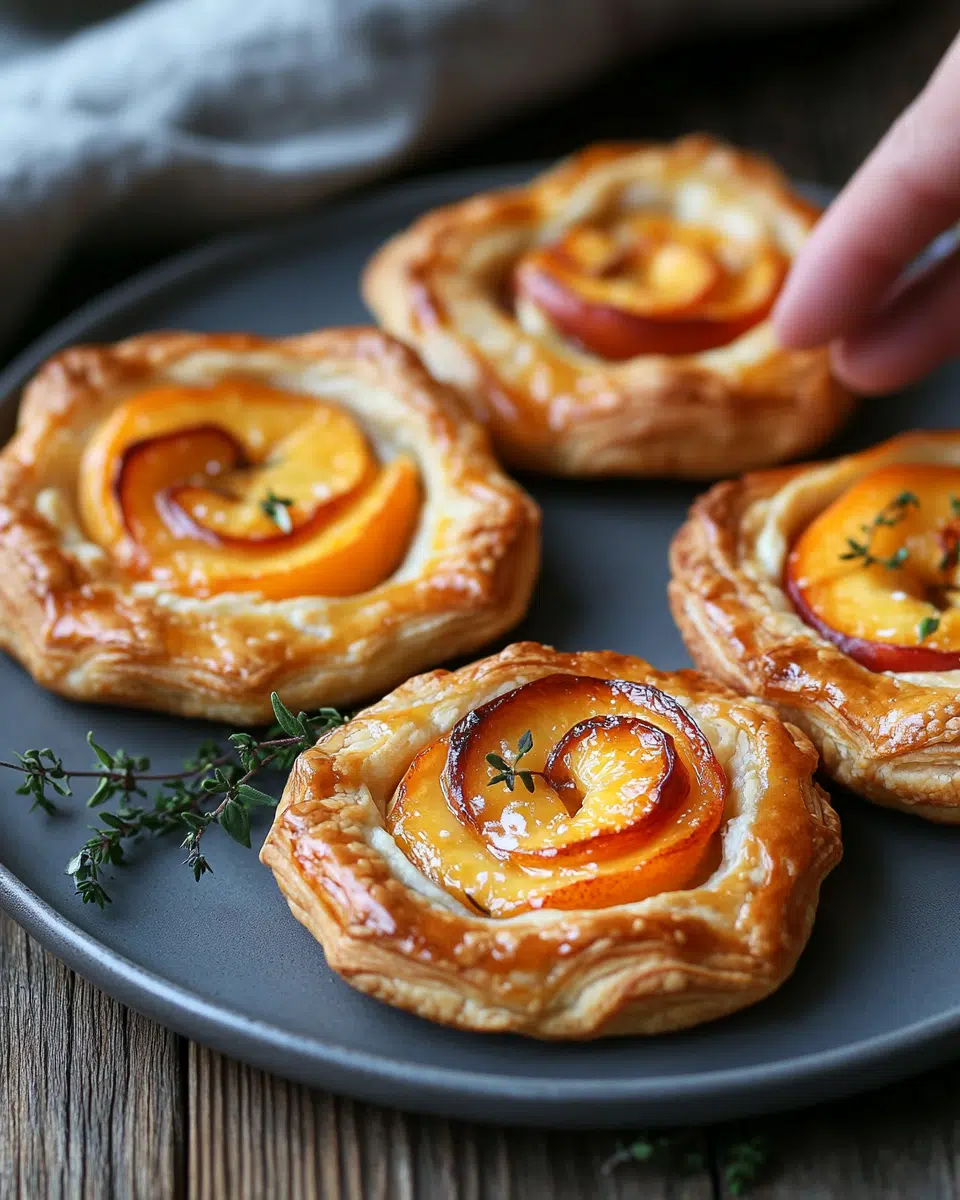 Rustic Peach Galette including sliced peaches and cold butter on a wooden surface