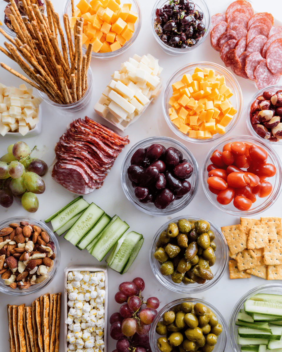 ingredients to make charcuterie cups