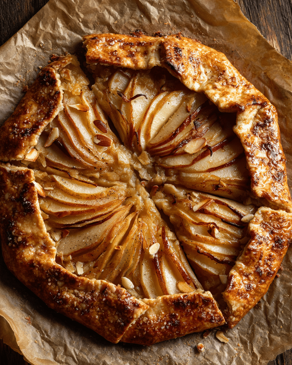 Cardamom Spiced Pear and Almond Galette fresh from the oven