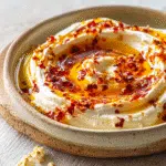 Chili Crisp Feta Dip topped with hot honey and chili crisp