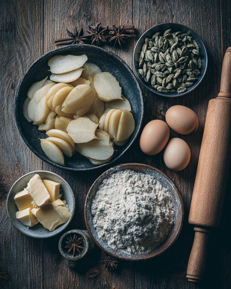 Ingredients for Cardamom Spiced Pear and Almond Galette