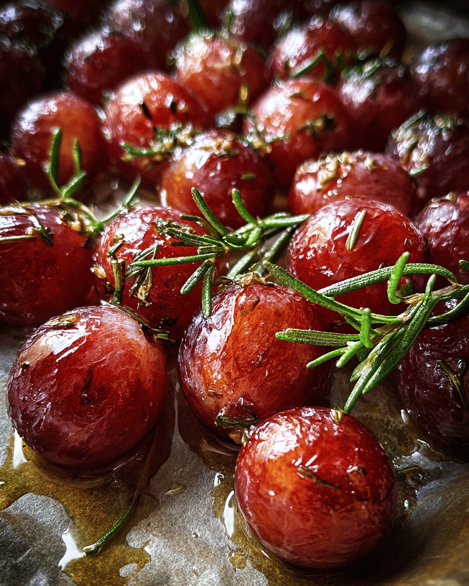 Roasted grapes with rosemary for goat cheese dip