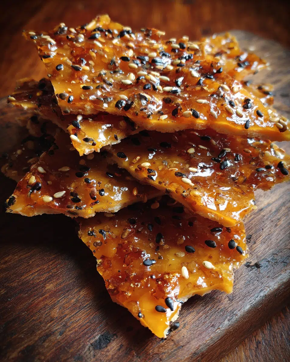 Everything Bagel Brittle snack with seasoning flakes