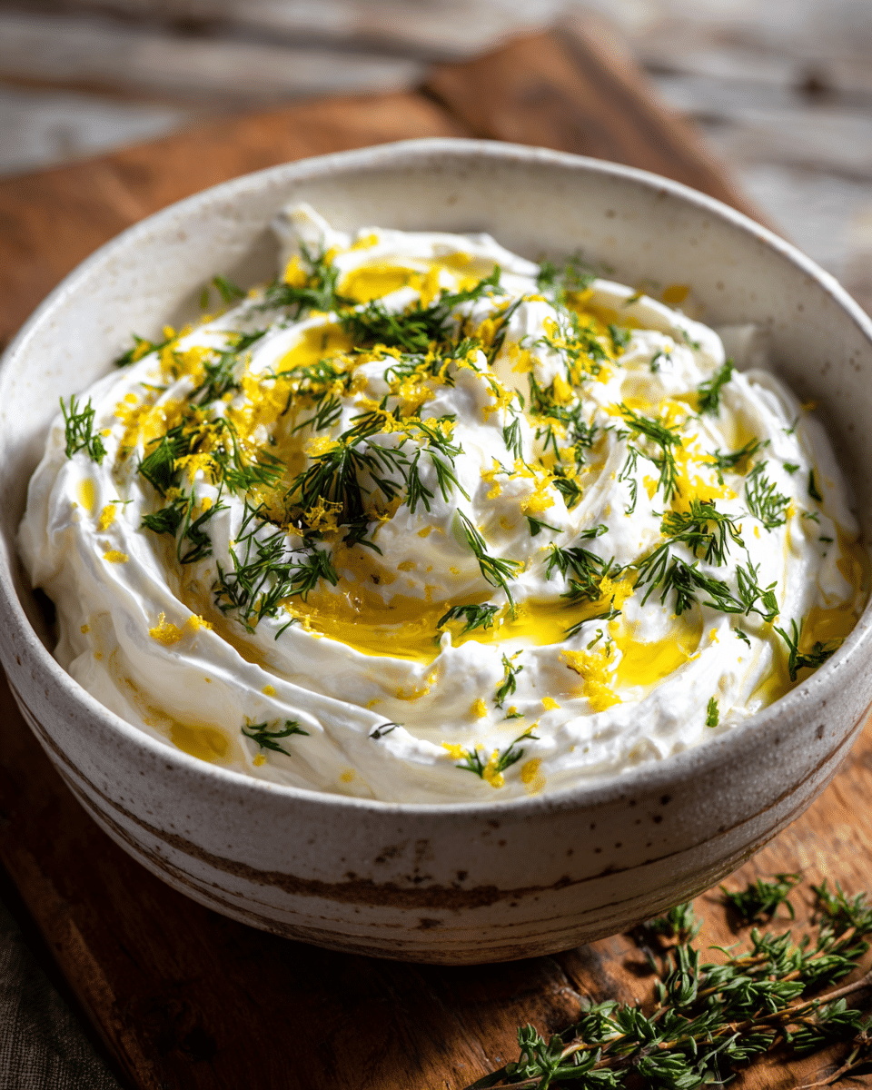 Whipped feta with herbs and lemon zest