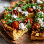 Dutch baby with whipped feta, tomatoes, and arugula
