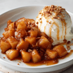 Apple Pie Salsa Recipe served with ice cream and caramel