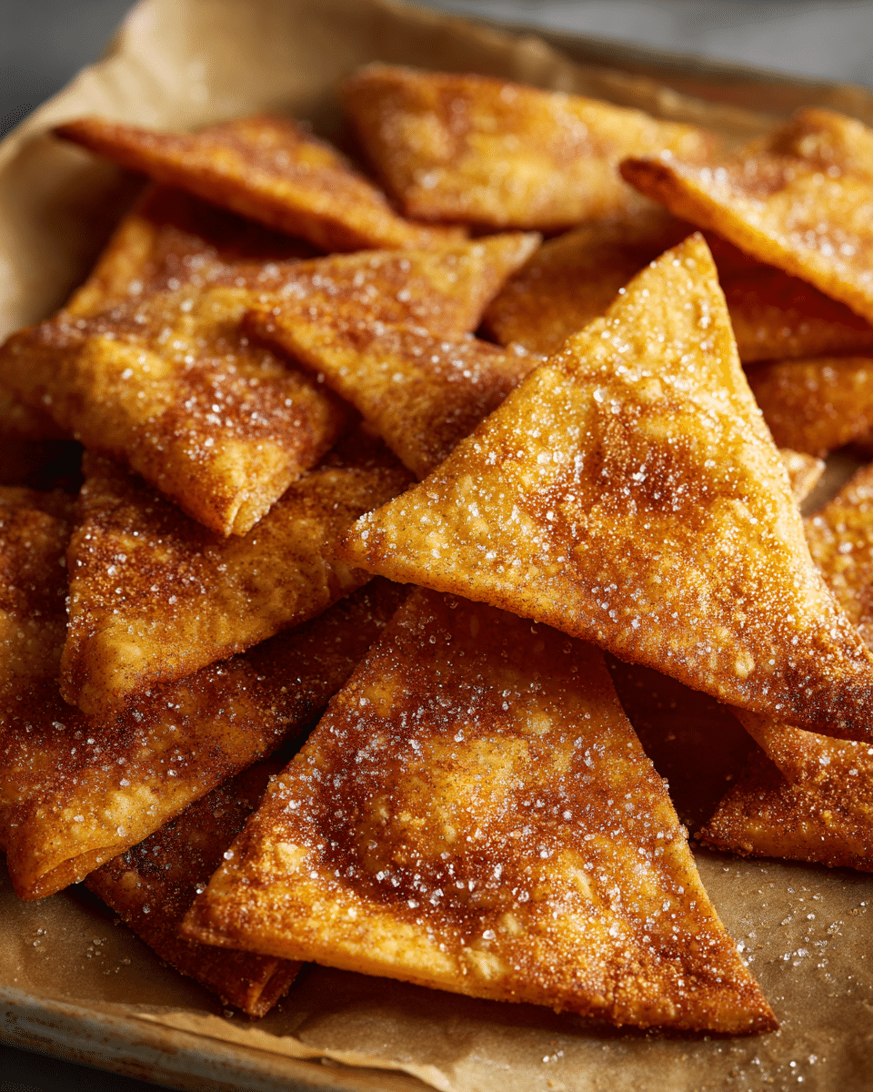 Homemade cinnamon tortilla chips for Apple Pie Salsa Recipe