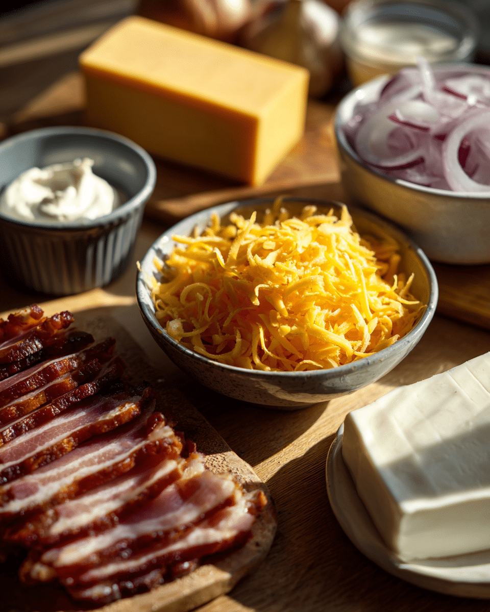smoked gouda dip ingredients displayed for prep