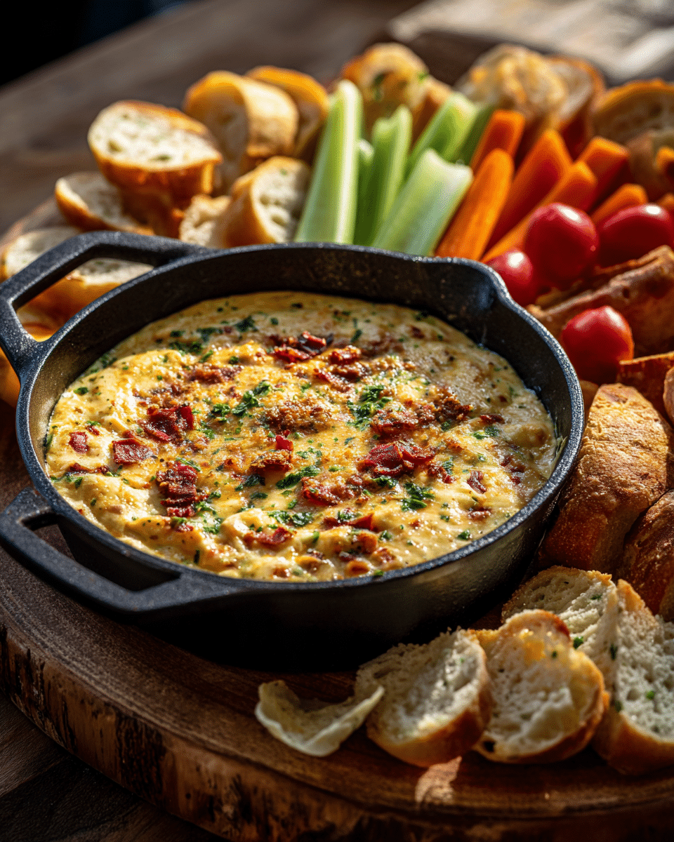 smoked gouda dip platter with vegetables and bread