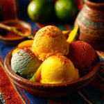 Traditional Mexican ice cream cart with colorful paletas and tropical flavors