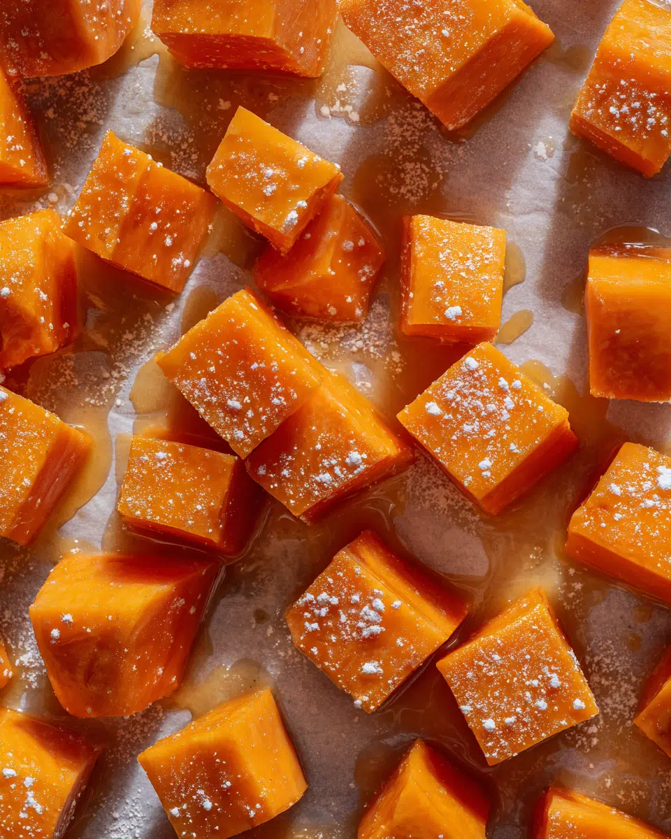 Sweet Potatoes Prepped for Roasting with Cornstarch