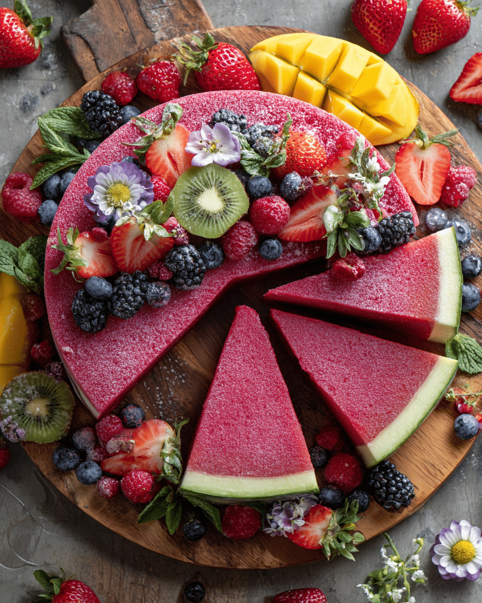 ingredients for making a no-bake watermelon cake