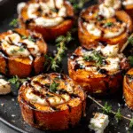 Caramelized sweet potato brie bites appetizer