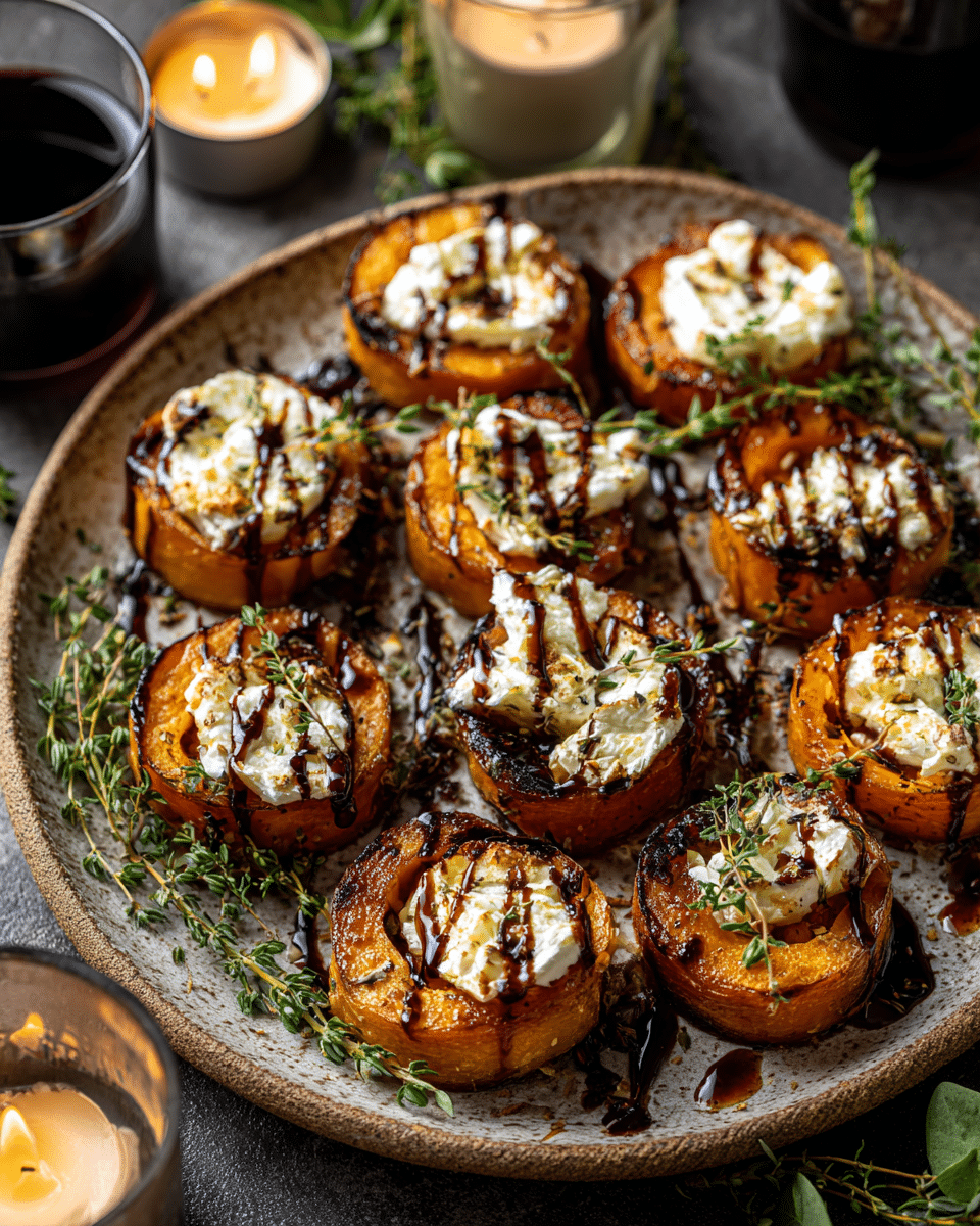 Final serving of caramelized sweet potato brie bites on platter