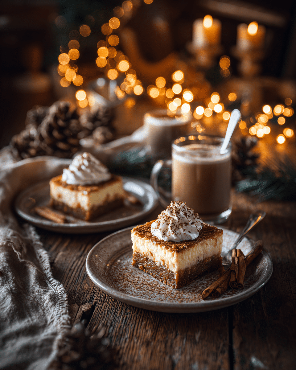 Gingerbread Cheesecake Bars serving suggestion