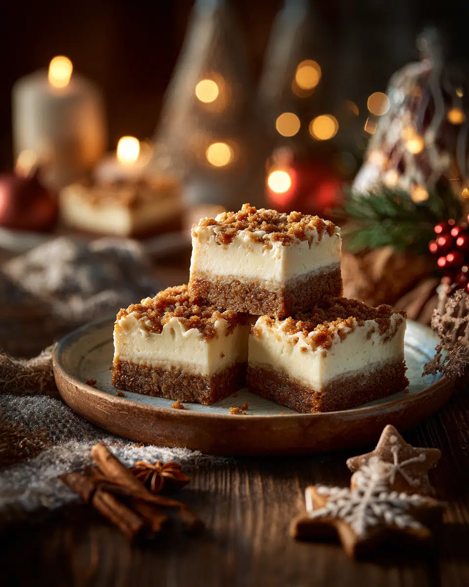 Gingerbread Cheesecake Bars holiday dessert