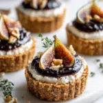 Goat cheese and fig tarts with walnut crust and thyme