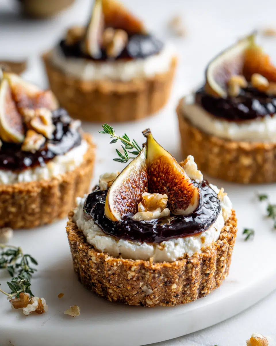 Goat cheese and fig tarts with walnut crust and thyme