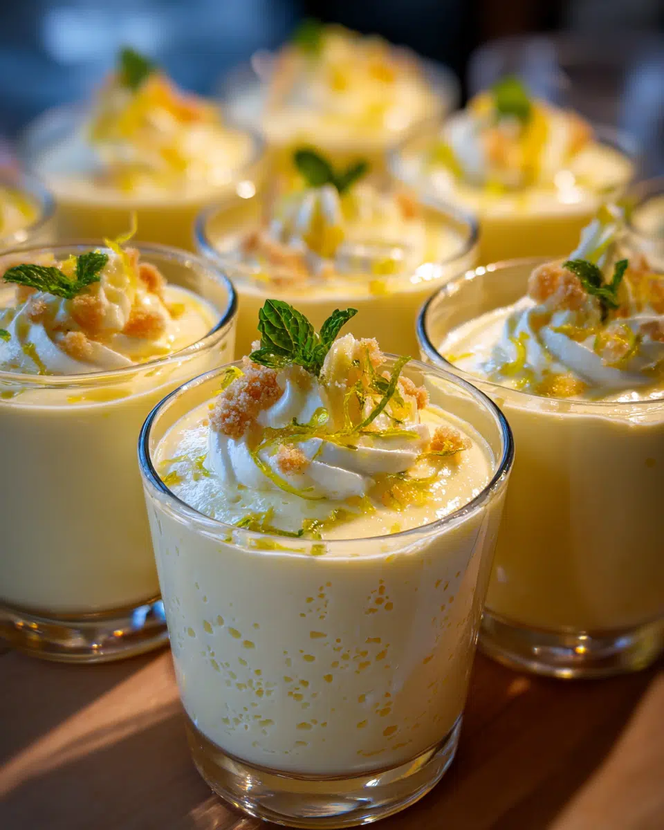Lemon Mascarpone Mousse Cups with lemon curd and mint
