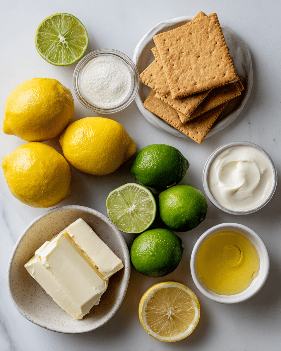 Lemon parfait ingredients flat lay