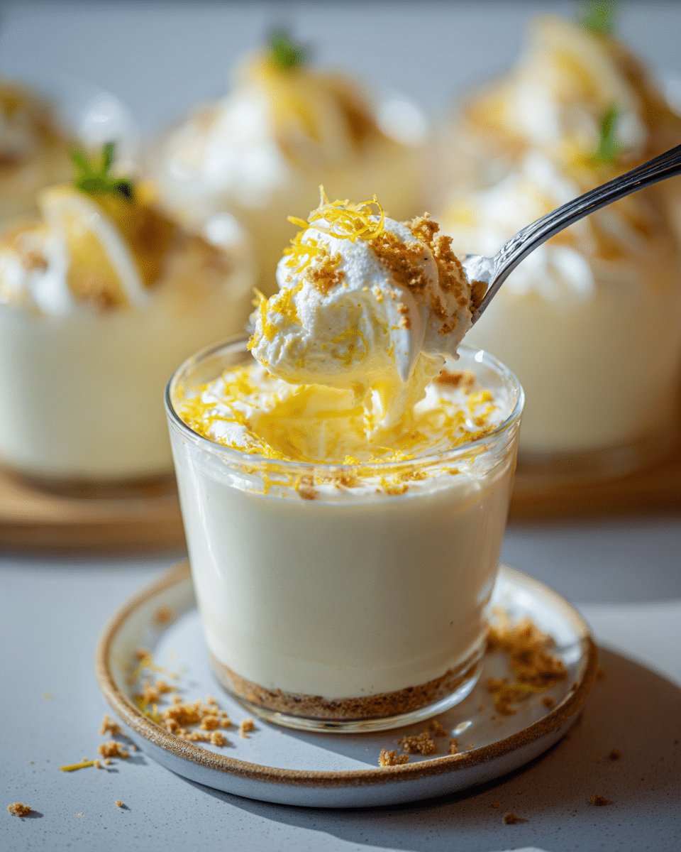 Serving Lemon Mascarpone Mousse Cup with spoon