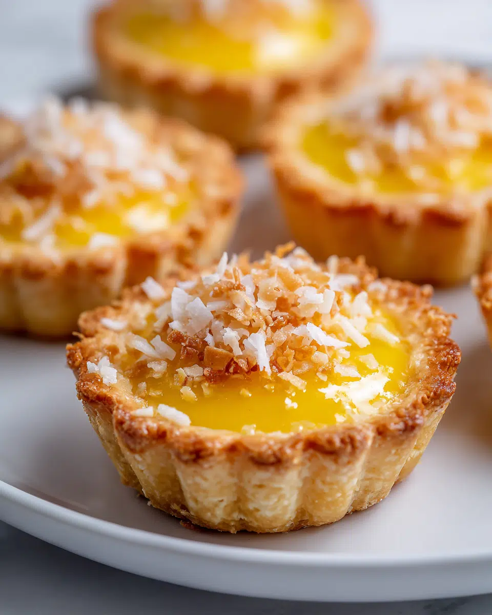 tropical passionfruit bliss tarts with toasted coconut